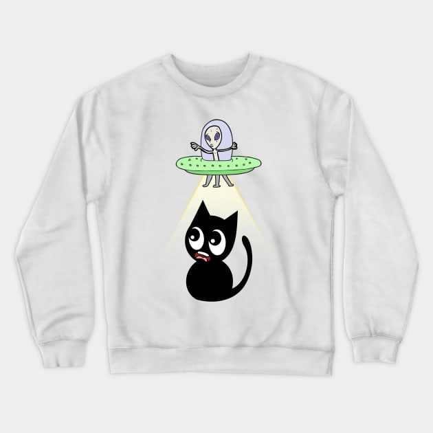 Funny black cat is being abducted by aliens Crewneck Sweatshirt by Pet Station